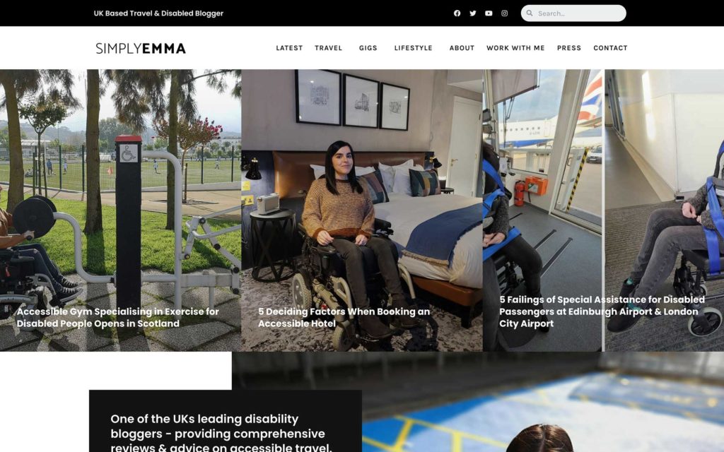 Screenshot of Simply Emma website homepage.